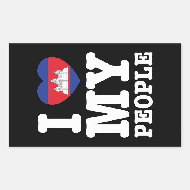 Adesivo Retangular I Heart (Love) My Khmer Pessoas (Frente)