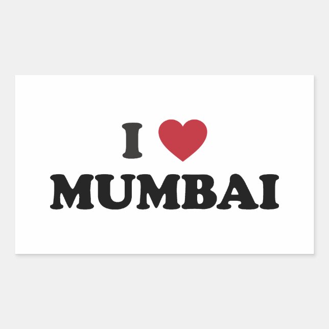 Adesivo Retangular I Heart Mumbai India (Frente)