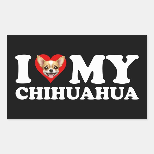 Adesivo Retangular I Love (Heart) My Chihuahua (Frente)
