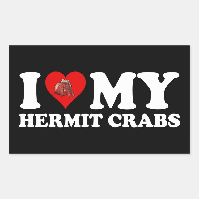 Adesivo Retangular I Love (Heart) My Hermit Crabs (Frente)