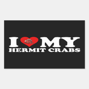 Adesivo Retangular I Love (Heart) My Hermit Crabs