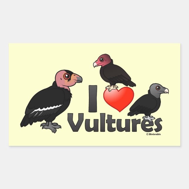 Adesivo Retangular I Love Vultures (América do Norte) (Frente)