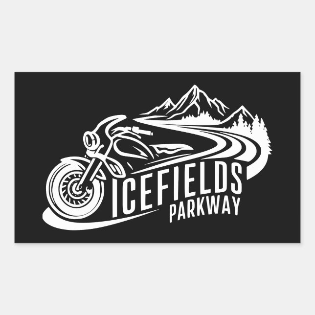 Adesivo Retangular Icefields Parkway Alberta Canada Motorcycle (Frente)
