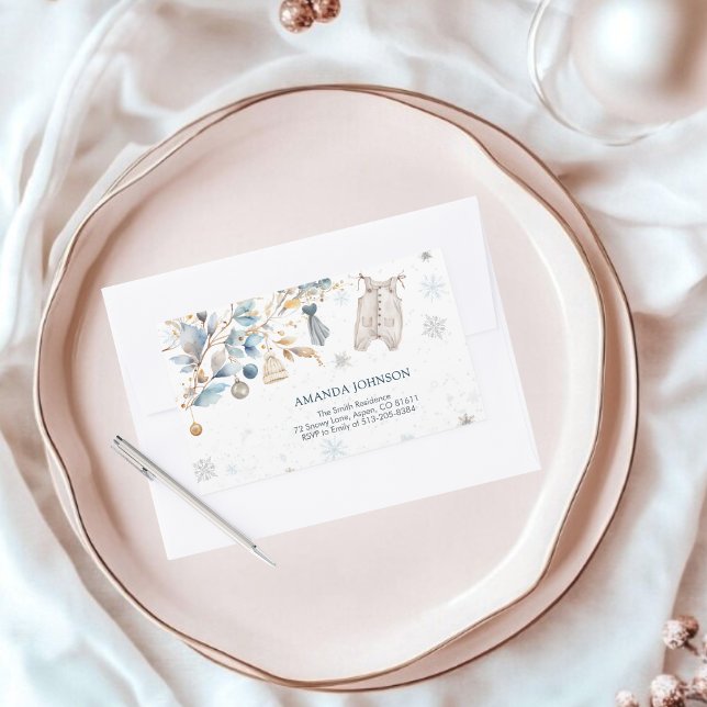 Adesivo Retangular icy blue Little Snowflake Clothesline Envelope (Criador carregado)