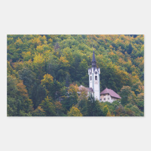 Adesivo Retangular Igreja em uma floresta da queda em Slovenia