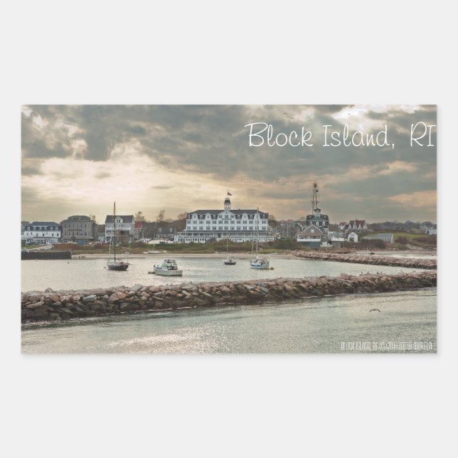 Adesivo Retangular Ilha Block, Rhode Island (Frente)