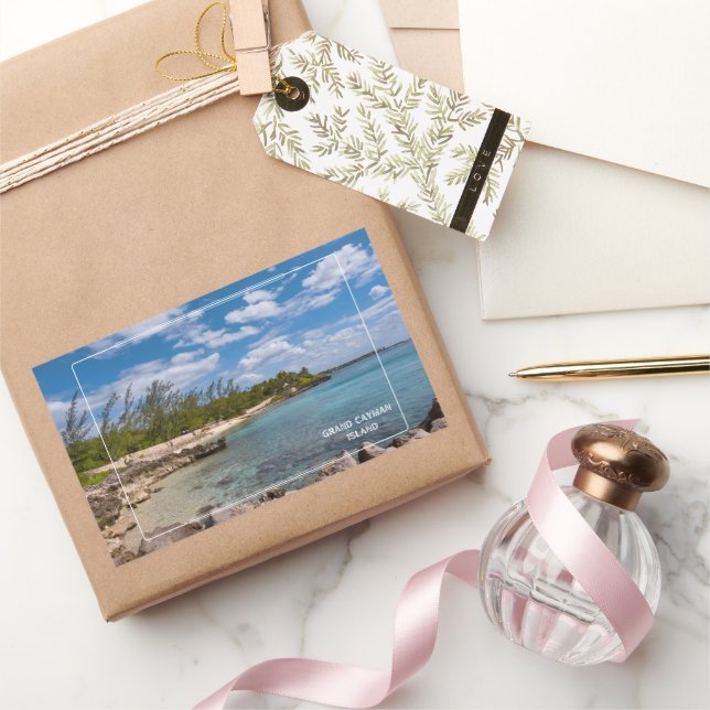 Adesivo Retangular Ilha Grand Cayman (Presentear)