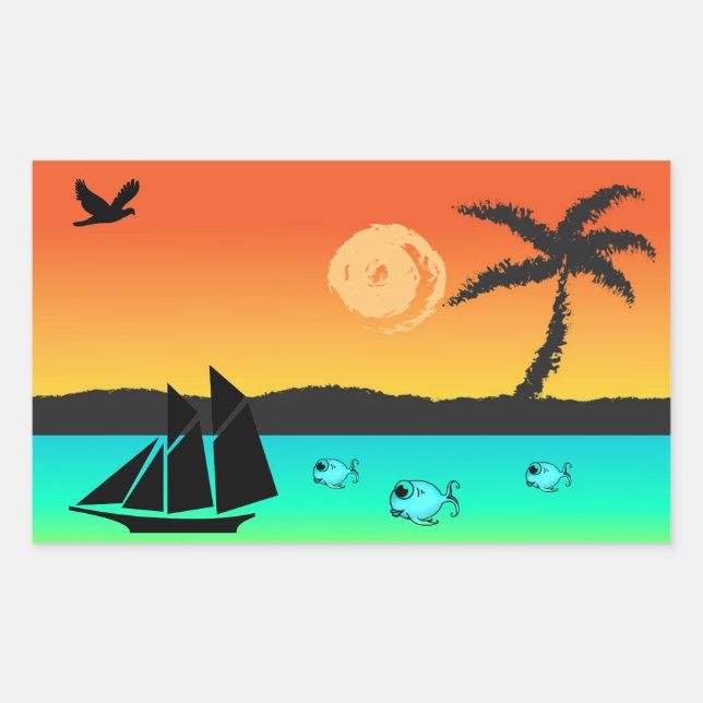 Adesivo Retangular Ilha Sunset (Frente)
