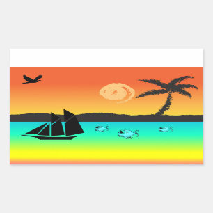 Adesivo Retangular Ilha Sunset