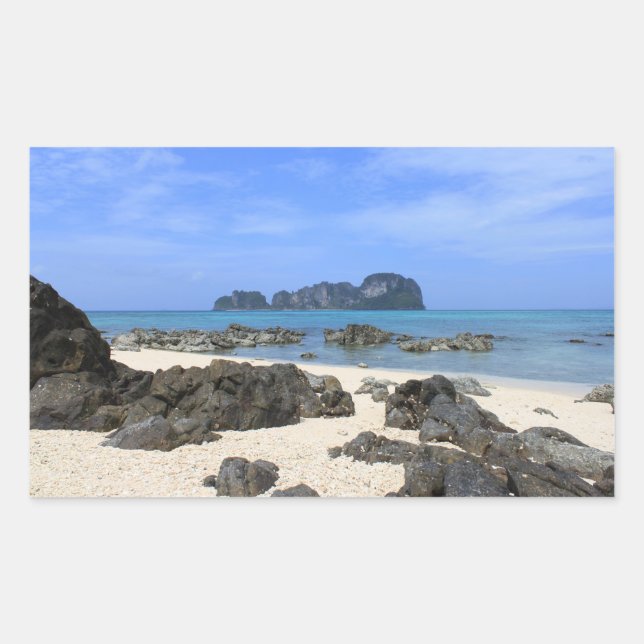 Adesivo Retangular Ilha Tropical (Frente)