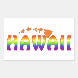 Adesivo Retangular Ilhas laranja Rainbow Hawaii
