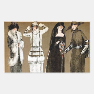Adesivo Retangular Ilustração de 1920 de Alta Coutura