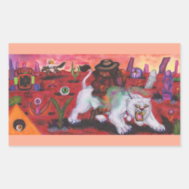 Adesivo Retangular Ilustração de Aquarela O Menino Anda Branco Liones