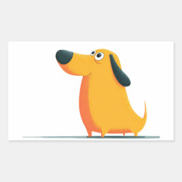 Adesivo Retangular Ilustração de Dachshund de Desenho Animado Fofo -