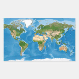 Adesivo Retangular Ilustração do Mapa Mundial Topográfico da Terra
