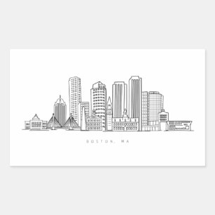 Adesivo Retangular Ilustração Minimalista do Horizonte da Cidade de B