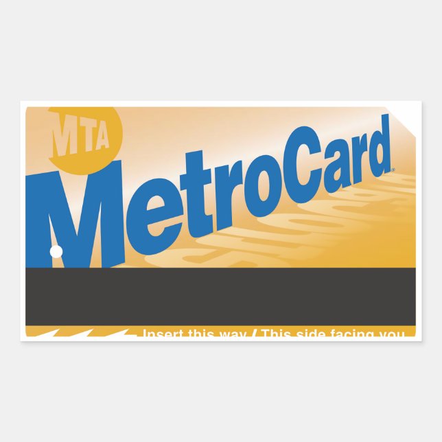 Adesivo Retangular imagem de bilhete vintage da MTA (Frente)