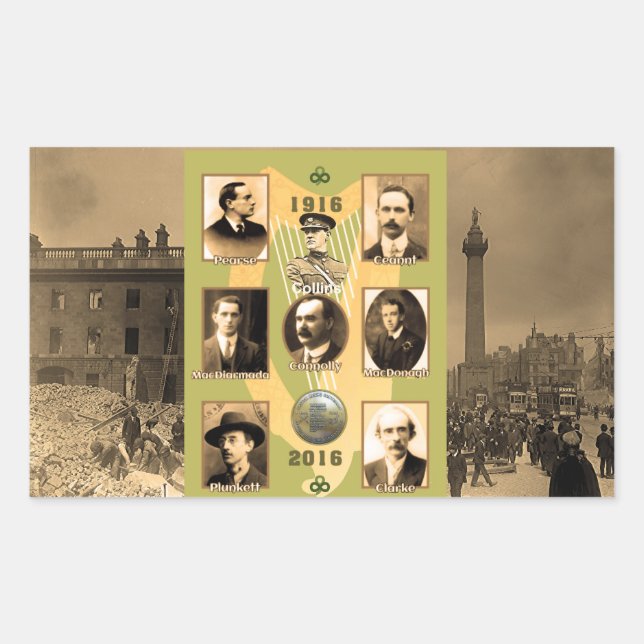 Adesivo Retangular Imagem de Heróis Irlandeses para Retangloriosos-Lu (Frente)