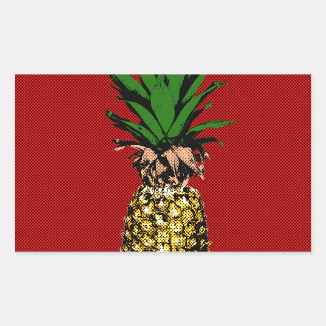 Adesivo Retangular Imagem de Newsprint do Pineapple (Frente)