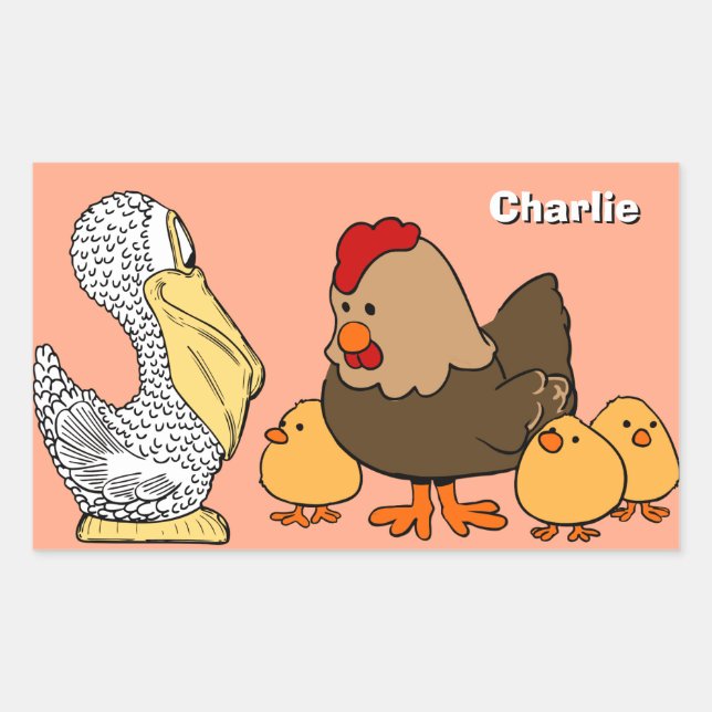 Adesivo Retangular Imagens em animais: autocolantes de crianças com n (Frente)