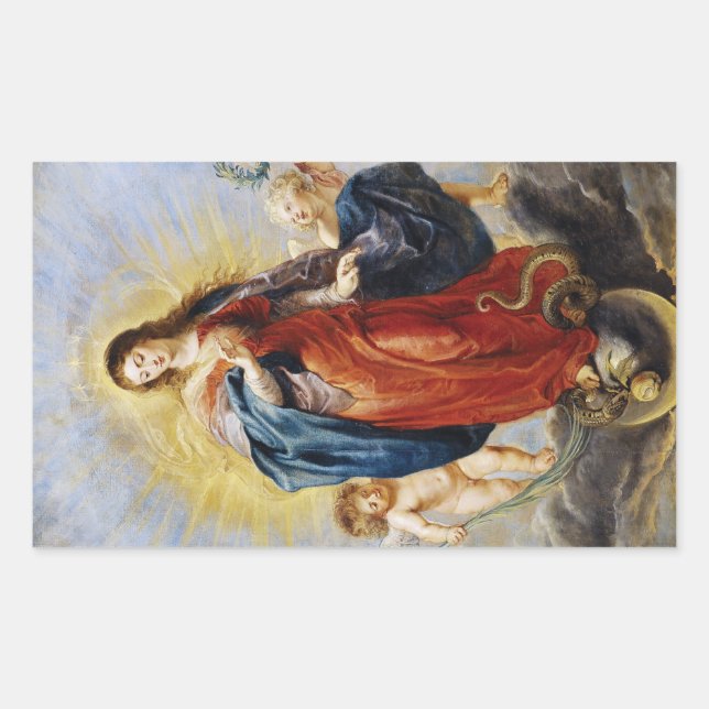 Adesivo Retangular Immaculate Conception Peter Paul Rubens pintura (Frente)