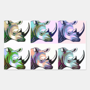 Adesivo Retangular Impacto do pop art dos Rhinos