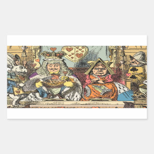 Adesivo Retangular Impressão antiga de Alice no Tribunal Maravilha