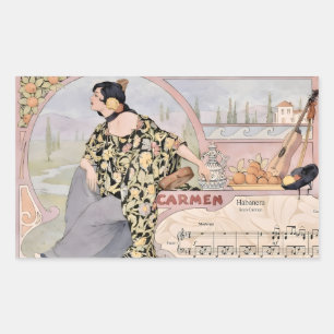 Adesivo Retangular Impressão Art Nouveau Carmen Habanera – Ópera Vint