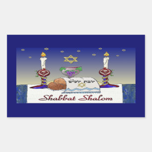 Adesivo Retangular Impressão Artística Judaica Shabat Shalom