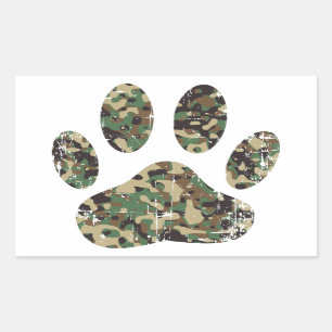 Adesivo Retangular Impressão da Camo Dog Paw