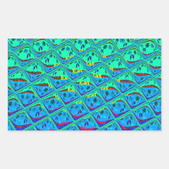 Adesivo Retangular Impressão de Arte de Motif Azul Italiano (Frente)