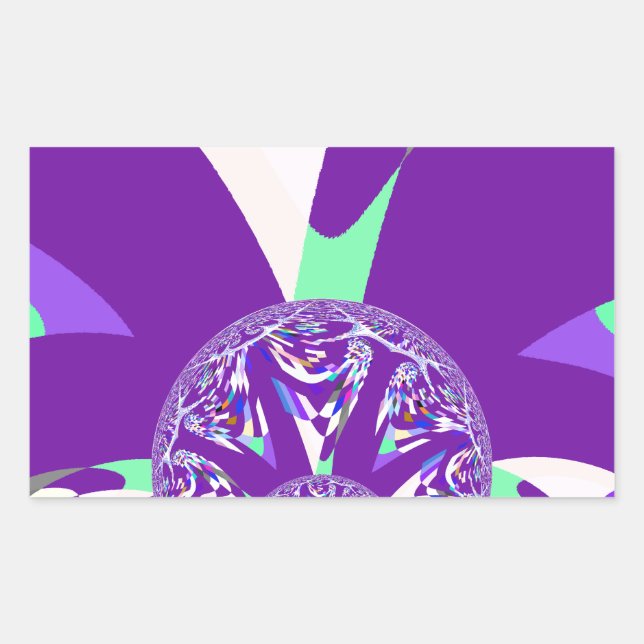 Adesivo Retangular Impressão de Arte do Caleidoscópio Ciano Azul Retr (Frente)