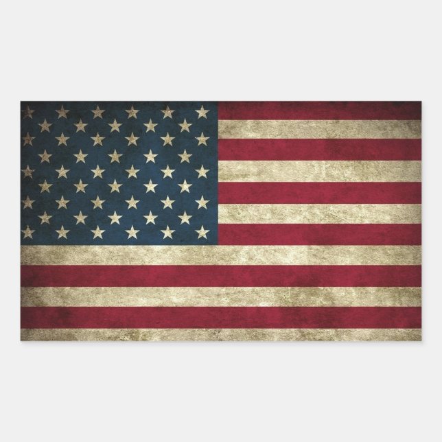 Adesivo Retangular Impressão de Bandeira Americana Vintage  (Criador carregado)