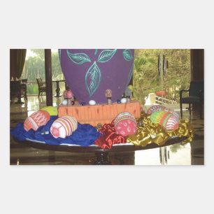 Adesivo Retangular Impressão de Ovos de Páscoa Decorados