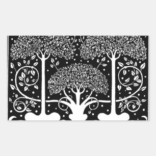 Adesivo Retangular Impressão de padrão de árvore Art Nouveau de Aubre