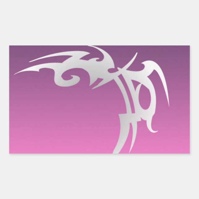 Adesivo Retangular Impressão de tatuagem branca no gradiente roxo (Frente)