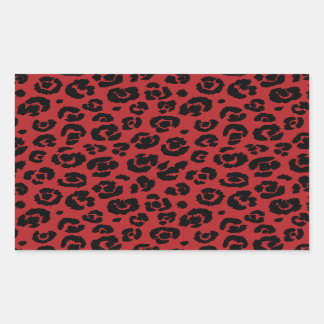Adesivo Retangular Impressão do Leopardo Negro Vermelho