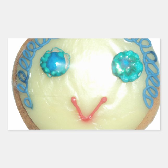 Adesivo Retangular Impressão/Gráfico de Cabelo Azul Emoji Art (Frente)