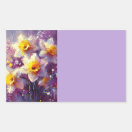 Adesivo Retangular Impressionista Daffodil Floral Organization Labels