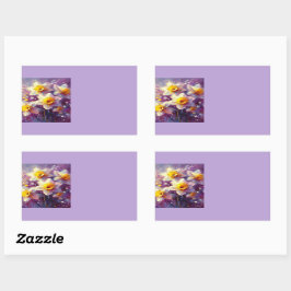 Adesivo Retangular Impressionista Daffodil Floral Organization Labels