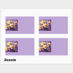 Adesivo Retangular Impressionista Daffodil Floral Organization Labels