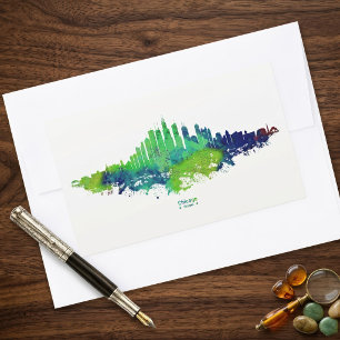 Adesivo Retangular Impressões de Arte em Aquarela da Silhueta de Chic