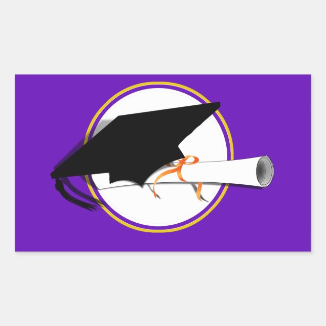 Adesivo Retangular Inclinação do Formando com cores de escola roxa e  (Frente)