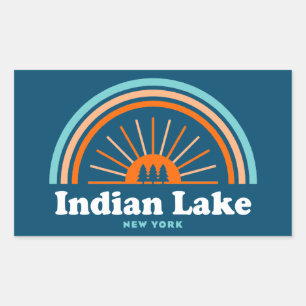 Adesivo Retangular Indian Lake New York Rainbow