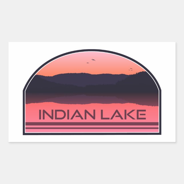 Adesivo Retangular Indian Lake New York Red Sunrise (Frente)