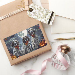 Adesivo Retangular Inglês Setter Halloween Spooky