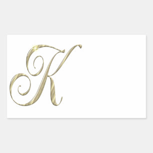 Adesivo Retangular Iniciais do monograma K do ouro