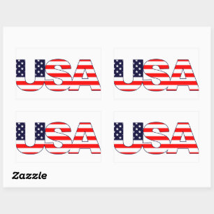 Adesivo Retangular Iniciais "EUA" em cores de bandeira americana