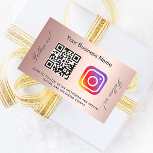 Adesivo Retangular instagrama de código qr do nome comercial do rosa