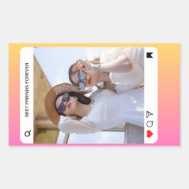Adesivo Retangular instagrama de texto de foto personalizado rosa mod